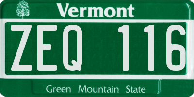 VT license plate ZEQ116