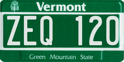 VT license plate ZEQ120