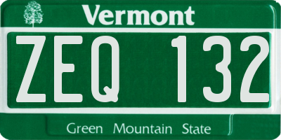 VT license plate ZEQ132