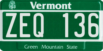 VT license plate ZEQ136