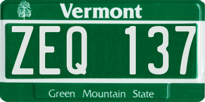 VT license plate ZEQ137