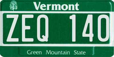 VT license plate ZEQ140