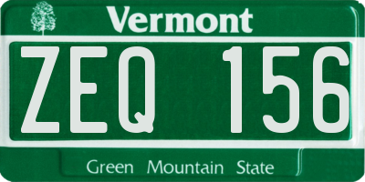 VT license plate ZEQ156