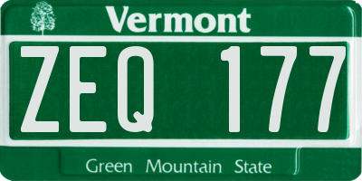 VT license plate ZEQ177