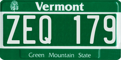 VT license plate ZEQ179