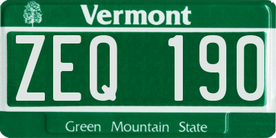 VT license plate ZEQ190