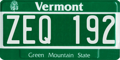 VT license plate ZEQ192
