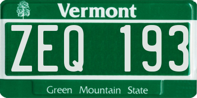 VT license plate ZEQ193