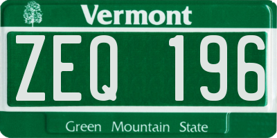 VT license plate ZEQ196