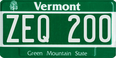 VT license plate ZEQ200