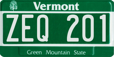 VT license plate ZEQ201