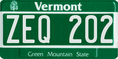 VT license plate ZEQ202