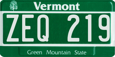 VT license plate ZEQ219