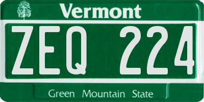 VT license plate ZEQ224