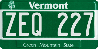 VT license plate ZEQ227