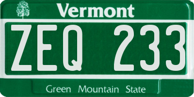 VT license plate ZEQ233