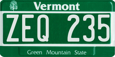 VT license plate ZEQ235