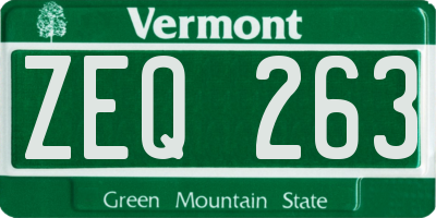 VT license plate ZEQ263