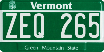 VT license plate ZEQ265