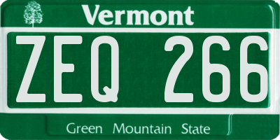 VT license plate ZEQ266