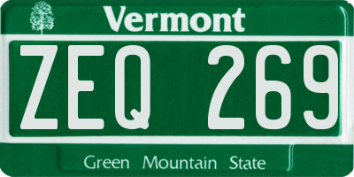 VT license plate ZEQ269