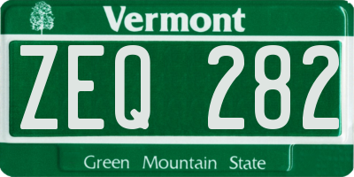 VT license plate ZEQ282