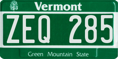 VT license plate ZEQ285