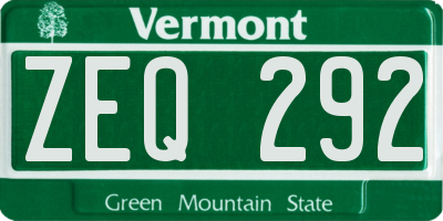 VT license plate ZEQ292