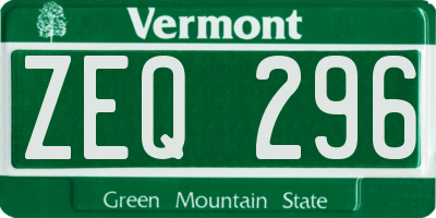 VT license plate ZEQ296
