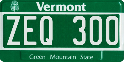 VT license plate ZEQ300