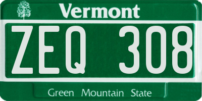 VT license plate ZEQ308