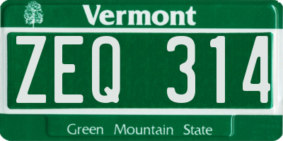 VT license plate ZEQ314