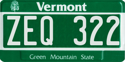 VT license plate ZEQ322