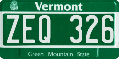 VT license plate ZEQ326