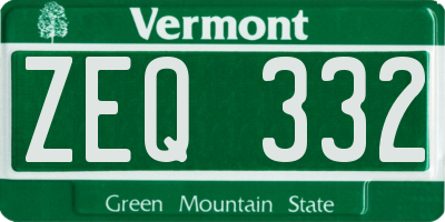 VT license plate ZEQ332