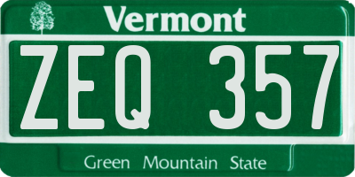 VT license plate ZEQ357
