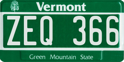 VT license plate ZEQ366
