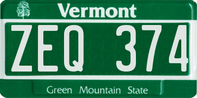 VT license plate ZEQ374