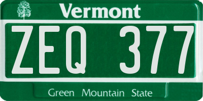VT license plate ZEQ377