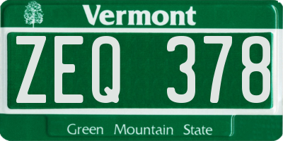 VT license plate ZEQ378
