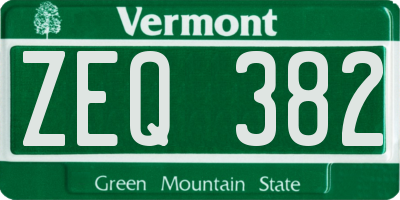 VT license plate ZEQ382