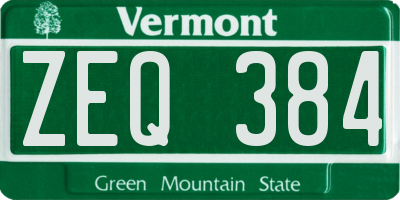 VT license plate ZEQ384