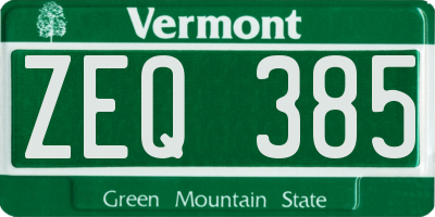 VT license plate ZEQ385