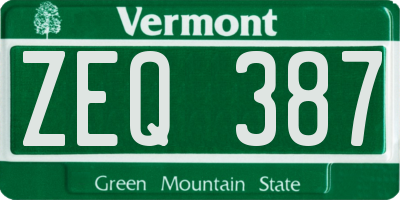 VT license plate ZEQ387