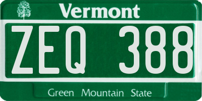 VT license plate ZEQ388