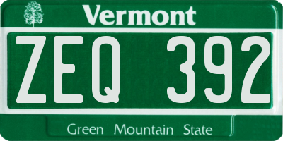 VT license plate ZEQ392