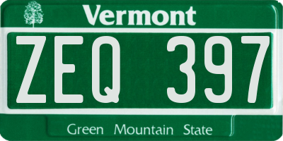 VT license plate ZEQ397