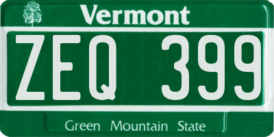 VT license plate ZEQ399