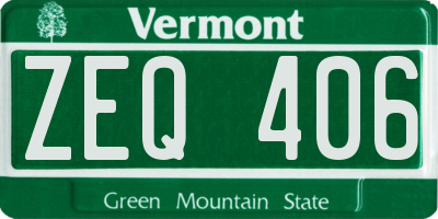 VT license plate ZEQ406