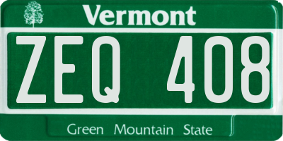VT license plate ZEQ408
